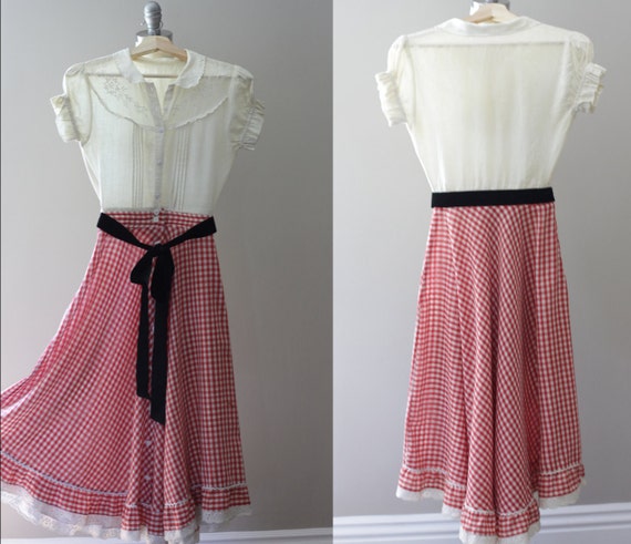 Hop Skip Dress // 1950s 50s Vintage Red Gingham Ma