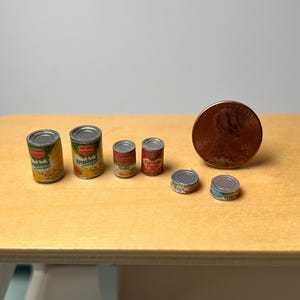 Miniature Canned Goods. Dollhouse Miniatures 1:12 Scale.