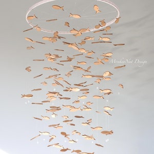GOLD FISH Baby Mobile/Wood Fish/Marine Crib Mobile/Gift Baby Shower/Sea theme mobile/Kids mobile/Under the Sea/Nursery Decor/flying keys