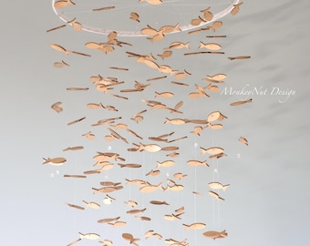GOLD FISH Baby Mobile/Wood Fish/Marine Crib Mobile/Gift Baby Shower/Sea theme mobile/Kids mobile/Under the Sea/Nursery Decor/flying keys