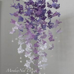 Purple Butterfly mobile/Monarch Butterfly Chandelier Mobile/Kids room/baby mobile/Baby shower/Butterfly Crib Mobile/Nursery Decor/ribbon.