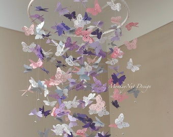Butterfly Mobile/Pink butterfly mobile/Purple butterflies/Photo prop/Baby shower/Baby nursery/Nursery mobile/Nursery decor/Girl bedroom deco