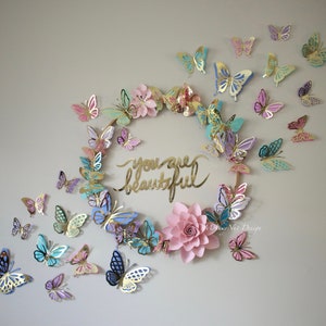 3D Wall butterflies/multicolour butterflies/Butterflies wall decal/pink butterflies dacal/Pastel butterflies/Nursery butterflies Wall Decor.