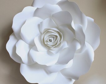 Giant White Paper Rose White Flower Blooms Extra Large Paper | Etsy