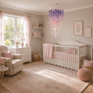Schmetterlingsmobile in voller Größe/Schmetterlings-Babybettmobile/Lila/Rosa Schmetterlinge/Mädchenzimmer/Babyparty/Kinderzimmerdeko/Kinderzimmermobile/Babyzimmer. Bild 12