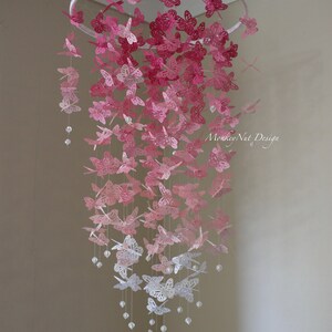 Full-bodied Pink ombre Butterfly Crib Mobile/Monarch butterfly mobile/Pink Butterflies/Nursery Mobile/Baby shower/Nursery Decor/Birthday image 6