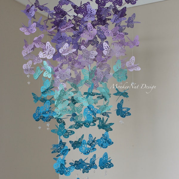 Purple Butterfly mobile/Teal butterfly mobile/turquoise/Sea foam/Butterfly Mobile/Girl room/Baby shower/Butterfly Crib Mobile/Nursery Decor