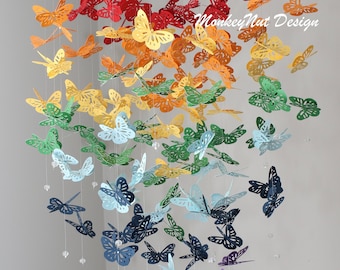 Butterfly mobile/bright and cheerful/Multicolour butterfly mobile/rainbow mobile/crib Mobile/Baby shower/Nursery Decor/Baby Nursery/gift.