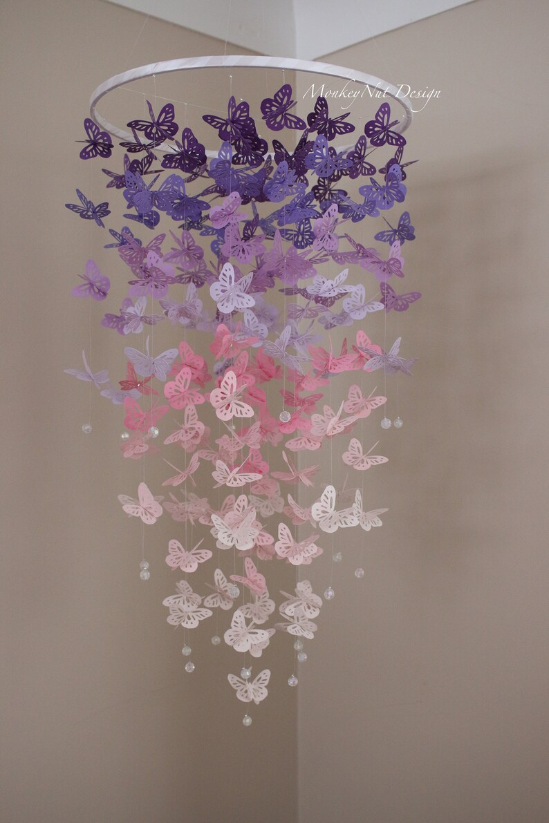 FULL BODIED Butterfly Mobile/butterfly Crib Mobile/purple/pink Etsy