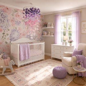 Schmetterlingsmobile in voller Größe/Schmetterlings-Babybettmobile/Lila/Rosa Schmetterlinge/Mädchenzimmer/Babyparty/Kinderzimmerdeko/Kinderzimmermobile/Babyzimmer. Bild 8