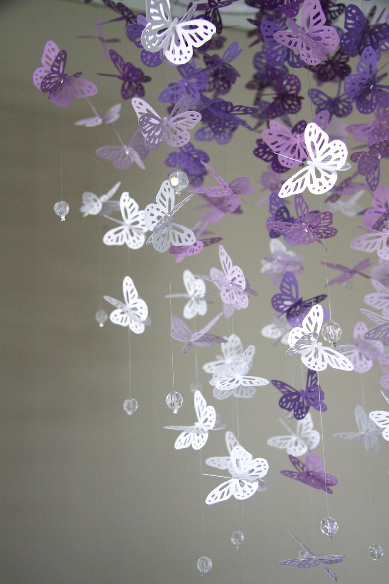 FULL BODIED Butterfly Crib Mobile/purple Ombré and White Etsy