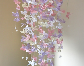 Butterfly Crib Mobile/Monarch Butterfly Mobile/nursery mobile/purple/Pink/Cream/White/baby shower/Girls room/Nursery Decor/Gift/baby mobile.