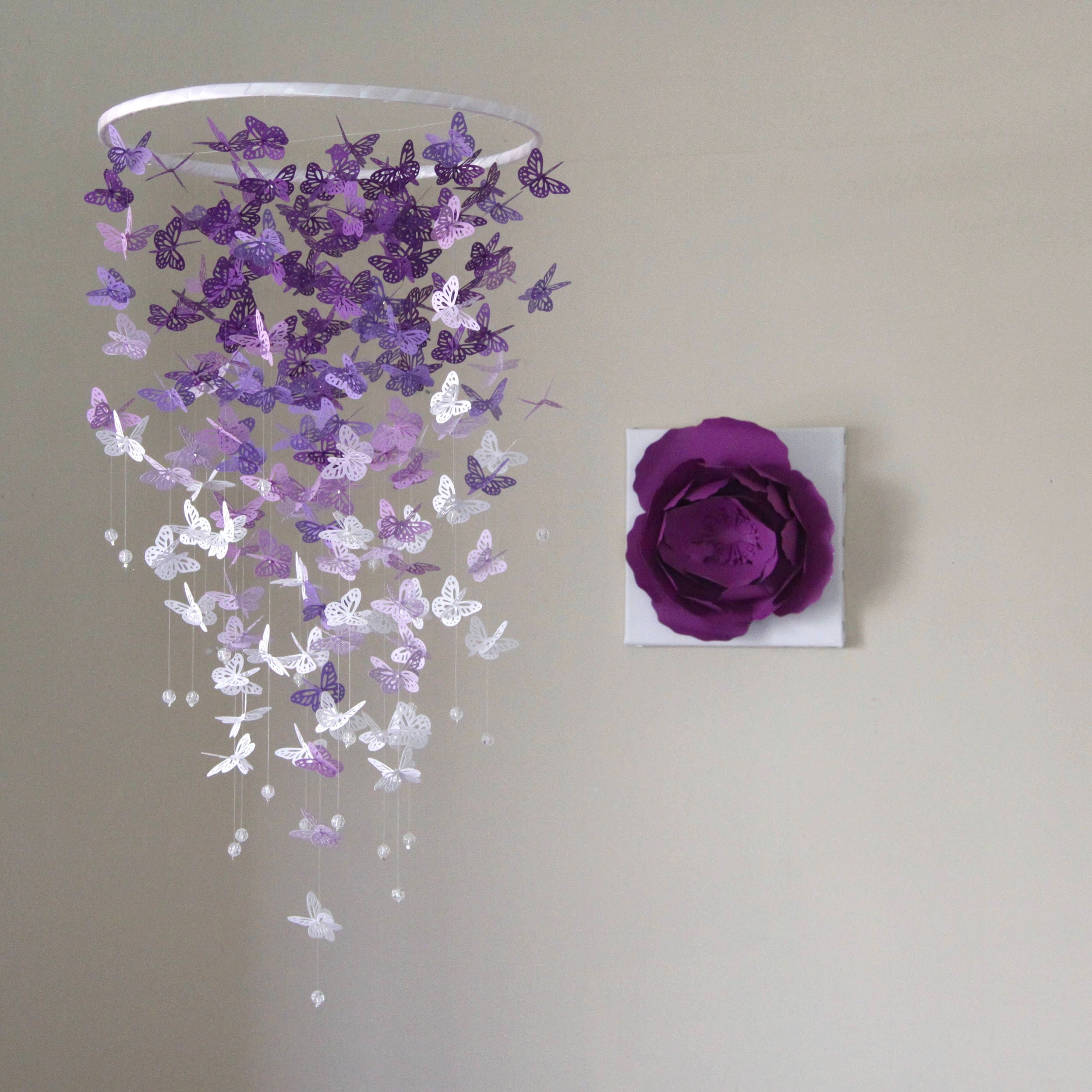 FULL BODIED Butterfly Crib Mobile/purple Ombré and White Etsy
