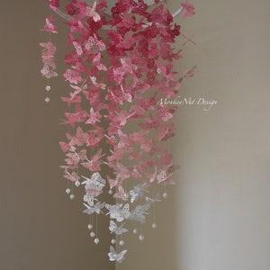 Full-bodied Pink ombre Butterfly Crib Mobile/Monarch butterfly mobile/Pink Butterflies/Nursery Mobile/Baby shower/Nursery Decor/Birthday image 9