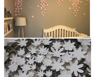 Gorgeous tiny White flowers wall decal/Wall paper flower/Pink paper flower/Butterfly mobile/Nursery decor/backdrop/Girl room/baby shower