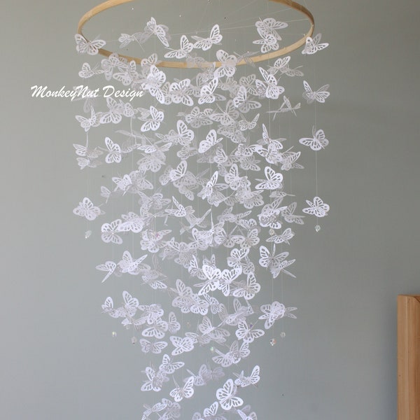 White butterfly Mobile/pink butterfly mobile/butterfly mobile/Baby shower/Nursery Mobile/Nursery Decor/Baby nursery decor/Girl room/Gift