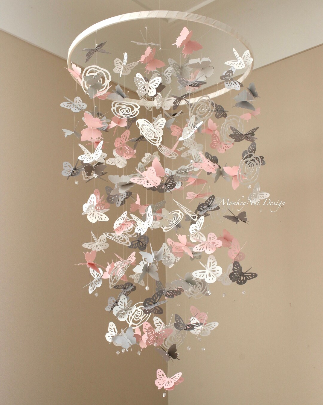 Butterfly Baby Mobile, Butterflies Crib Mobile Girl, Floral Nursery