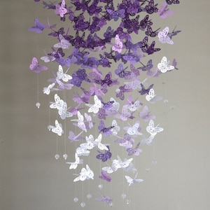 FULL bodied Butterfly mobile/Monarch Butterfly Chandelier Mobile/Purple/white ombre Butterflies/Kids room/Baby shower/Butterfly Crib Mobile