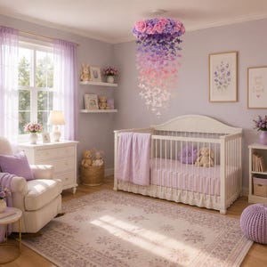 Schmetterlingsmobile in voller Größe/Schmetterlings-Babybettmobile/Lila/Rosa Schmetterlinge/Mädchenzimmer/Babyparty/Kinderzimmerdeko/Kinderzimmermobile/Babyzimmer. Bild 6