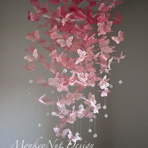 Pink ombré butterfly mobile/blush Butterfly Chandelier Mobile/Baby shower gift/Crib Mobile/Nursery Decor/Baby nursery/girl room/teens room.