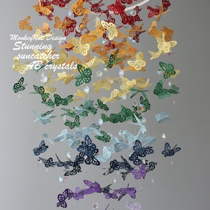 Móvil de mariposa de cristal AB/Móvil de mariposa multicolor/Móvil de arcoíris/Móvil de mariposa/Baby shower/Decoración de habitación infantil/Guardería de bebé/Móvil de cuna.