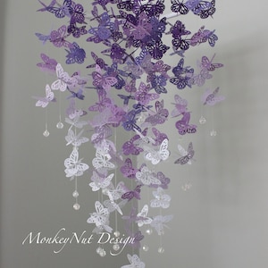 Butterfly mobile/Monarch Butterfly Chandelier Mobile/Purple and white Butterflies/Kids room/Baby shower/Butterfly Crib Mobile/Nursery Decor
