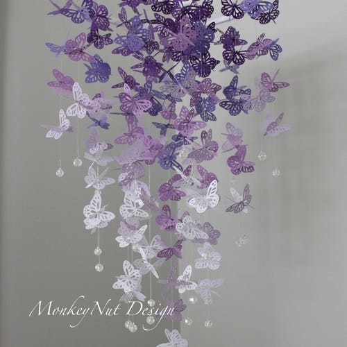 FULL BODIED Butterfly Crib Mobile/purple Ombré and White Etsy