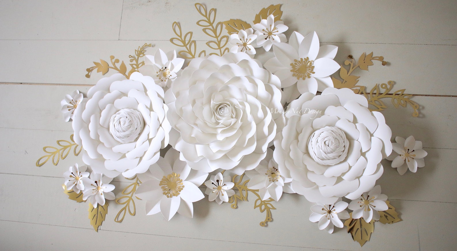 16 Large paper flower backdrop/White flowers/Wedding wall Etsy