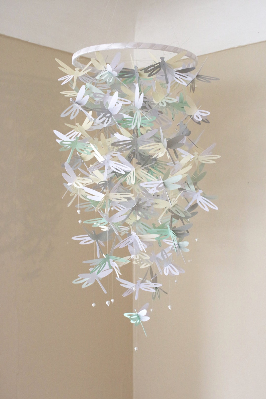 Dragonfly Crib Mobile/dragonfly Mobile/mint/grey/cream/white/butterfly/nursery Decor/baby Shower
