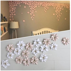 Small Paper flowers/Wall flowers/Baby shower/wall decal/Nursery Wall Decor/nursery decor/Nursery flowers/Girl bedroom/butterflies wall decor