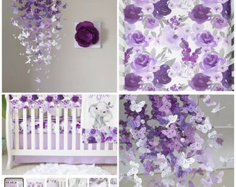 FULL BODIED Butterfly Crib Mobile/Purple ombré and white Butterflies/Baby shower/Nursery Decor/Baby nursery/Birthday/Decor/girl bedroom/gift