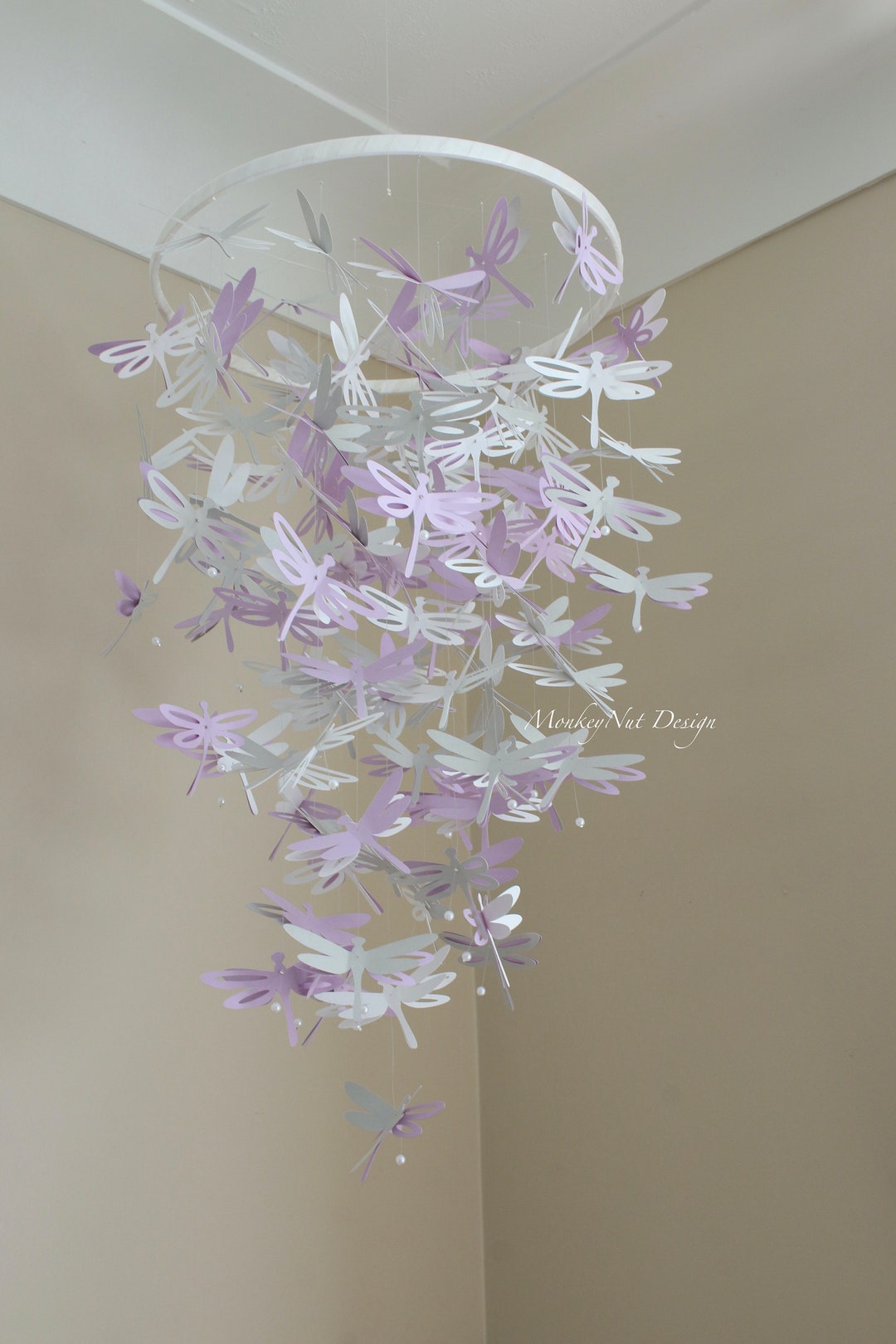 Dragonfly Crib Mobile/dragonfly Mobile/purple/grey/white/nursery Decor/baby Shower/baby Nursery