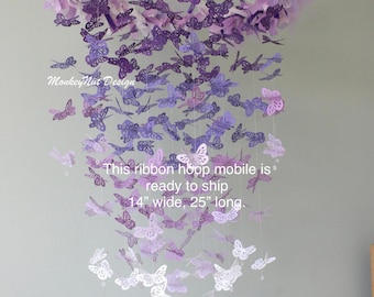 Butterfly mobile/Monarch Butterfly Chandelier Mobile/Purple and white Butterflies/Kids room/Baby shower/Butterfly Crib Mobile/Nursery Decor