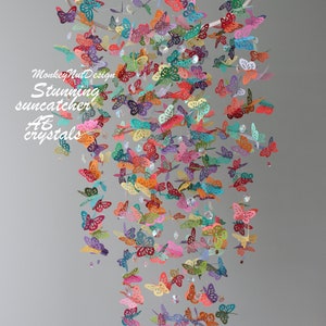 Móvil de mariposa de cristal/brillante y alegre/Móvil de mariposa multicolor/móvil arcoíris/móvil para cuna/Baby shower/decoración infantil/guardería infantil