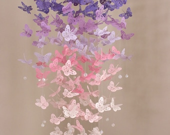 FULL BODIED Butterfly Mobile/Butterfly Crib Mobile/Purple/Pink Butterflies/Girl room/Baby shower/Nursery Decor/Nursery mobile/Baby nursery.