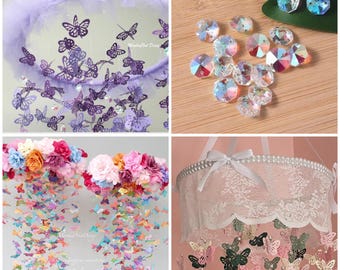 Tillbehör/Fjärilsmobil/Babyshowerpresent/Rosa/Lila/Barnrumsdekor/Barnrumsdekor/Spjälsängsmobil/Barnrumsmobil/Väggblommor/Flickrum