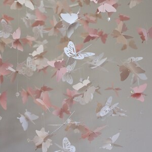 Butterfly Mobile:Pink/Blush/Champagne/Taupe/White/Baby shower/Nursery Mobile/Baby Girl Mobile/Girl bedroom Mobile/Nursery Decor/Gift/Custom. image 10