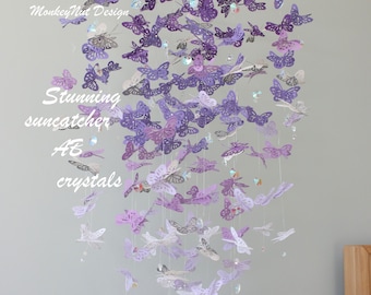 Crystal Butterfly mobile/Monarch Butterfly Mobile/Purple ombre/ Butterflies/Kids room/Baby shower/Butterfly Crib Mobile/Nursery Decor/gift
