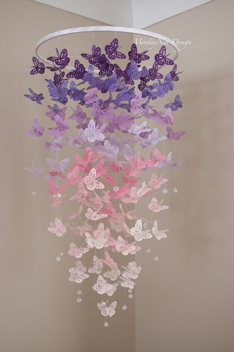FULL BODIED Butterfly Mobile/butterfly Crib Mobile/purple/pink Etsy