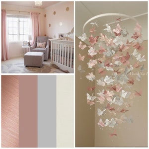 ROSA POLVO/malva/rosa ruborizado/blanco/gris/Regalo para baby shower/Móvil para cuarto de bebé/Móvil para habitación de niña/Decoración para cuarto de bebé/Móvil para bebé niña/regalo