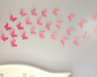 3D Wall Butterflies/Dragonflies wall decal/Purple butterfly decal/Wall butterflies/large paper flowers/Nursery Wall Decor/baby shower/decor.