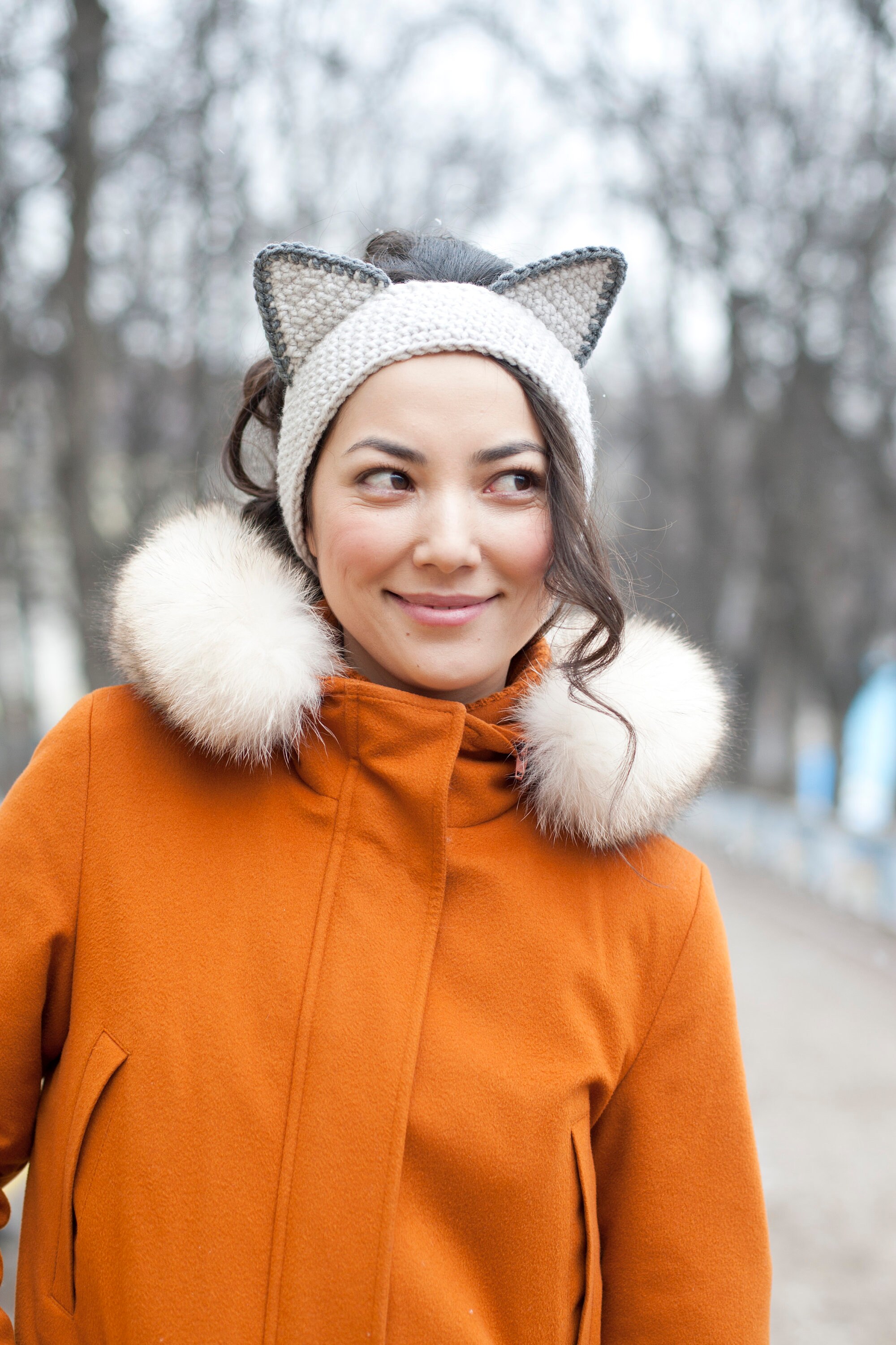 Gray Cat headband Cat ears headband Cat ear warmer Etsy