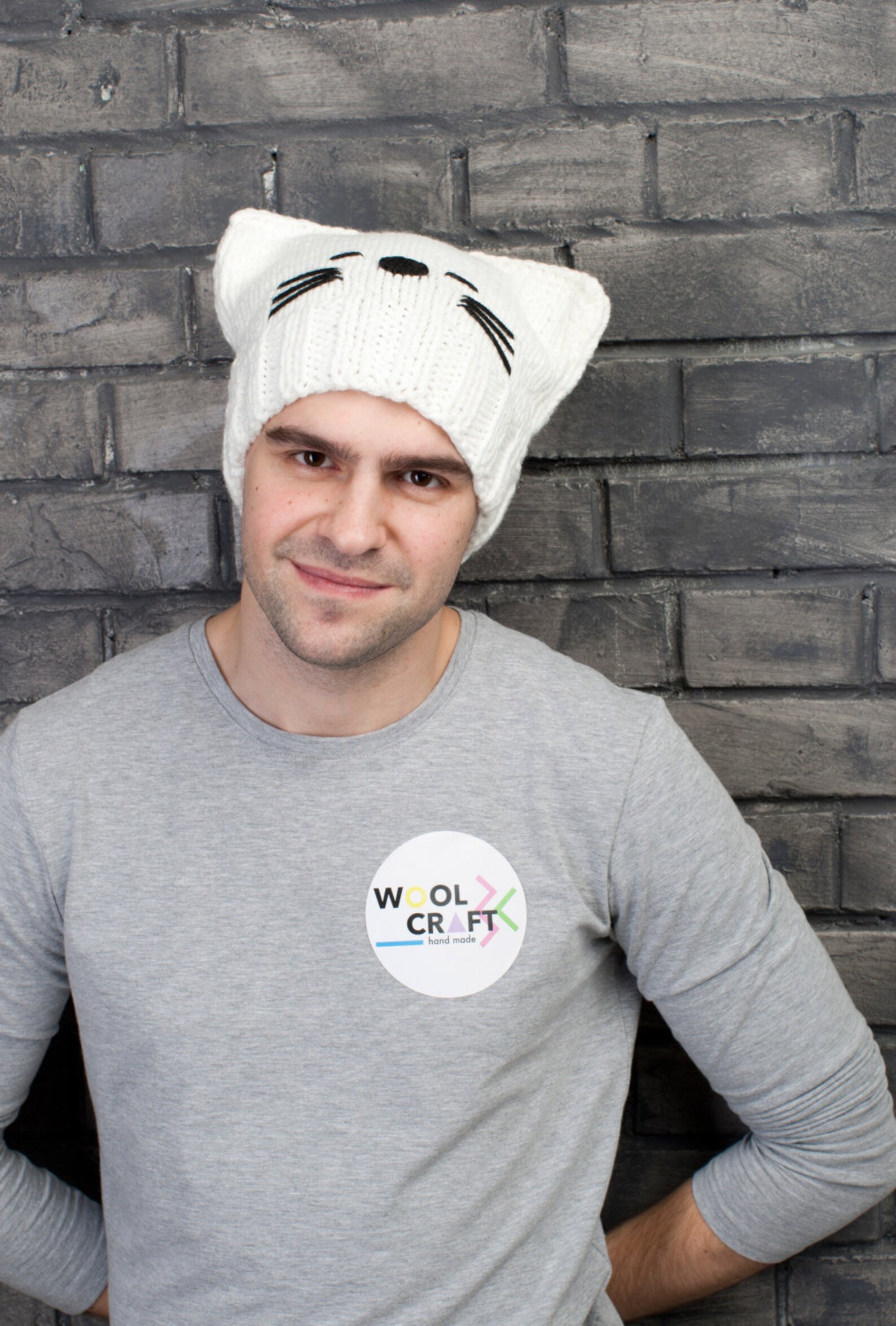 White Cat Hat Cat ears Cat hat Beanie Etsy