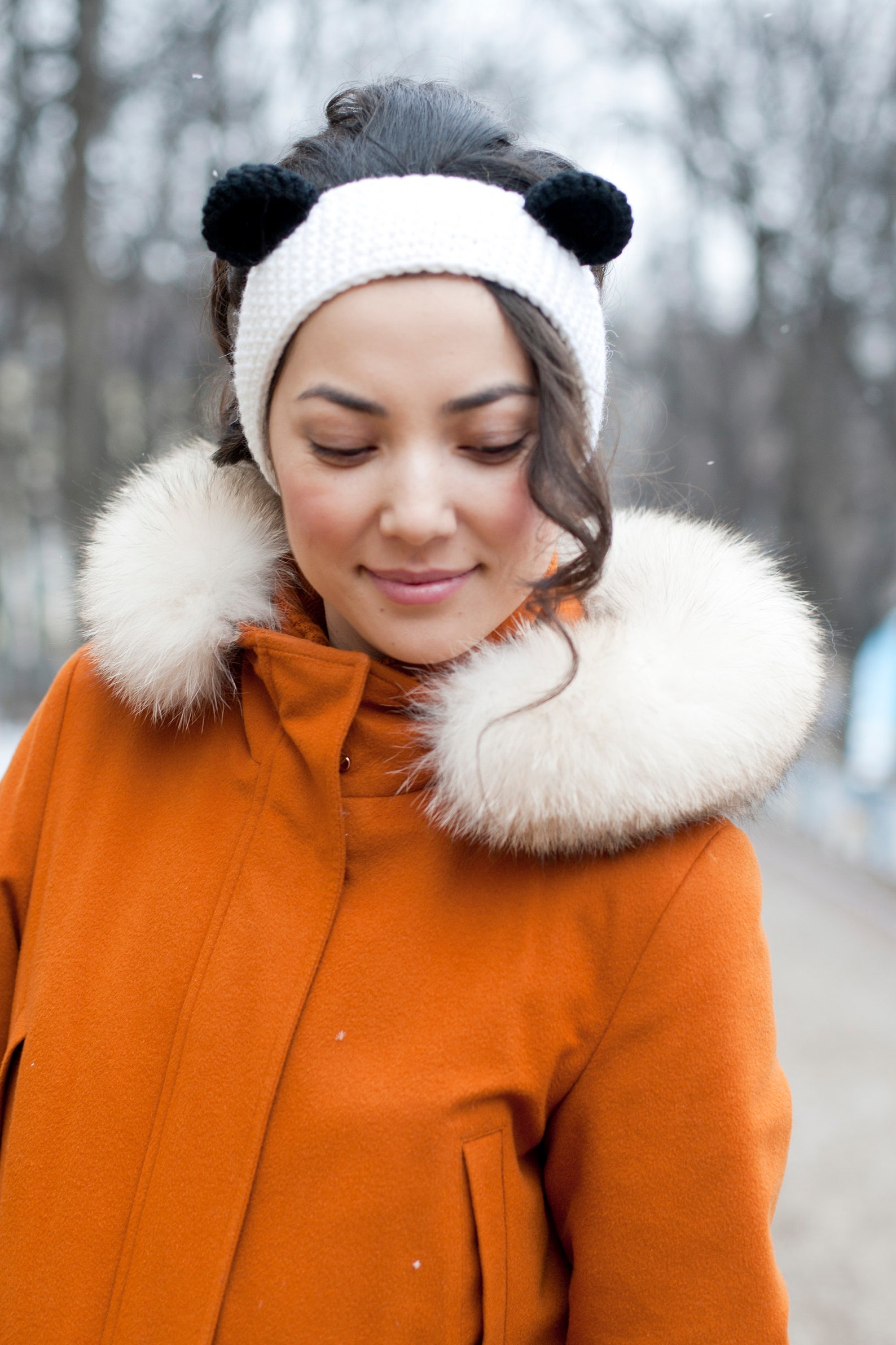 Panda headband Panda ears headband Panda ear warmer Etsy