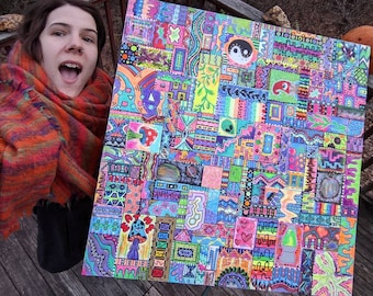 Painting, Patchwork, One of a Kind, Acrylic on Canvas