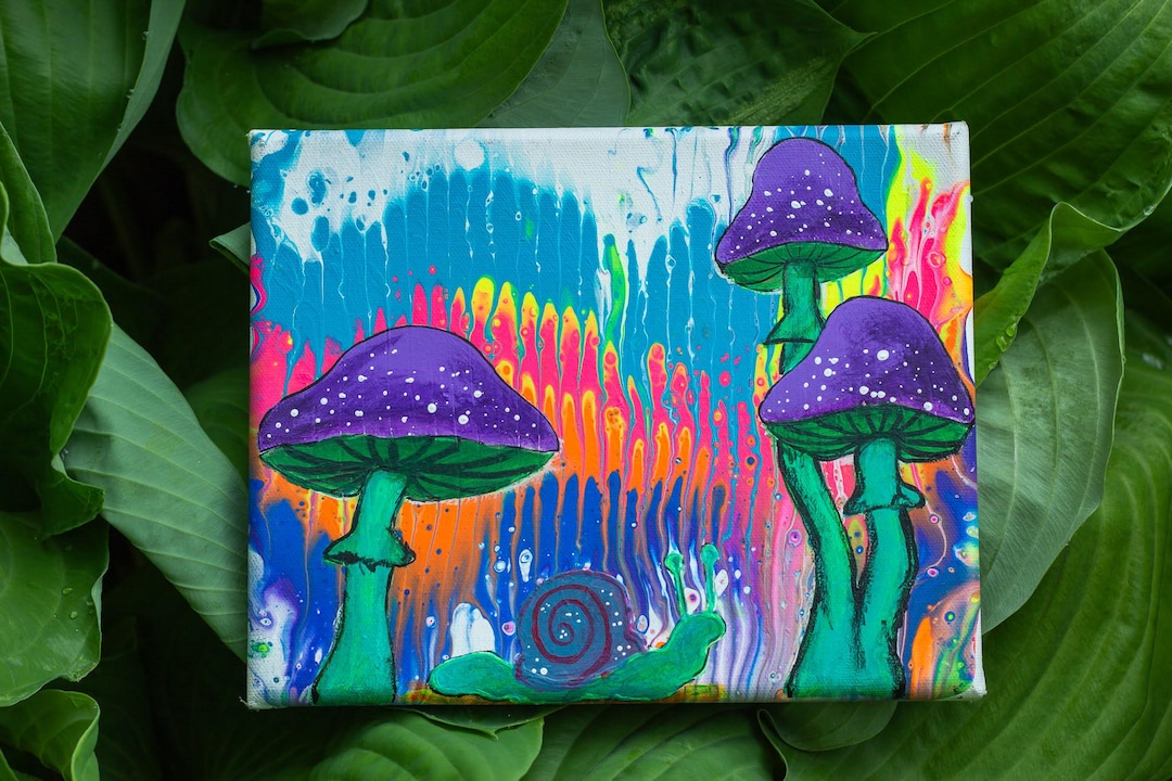 Trippy Mushroom Painting | Snail | Psychedelic Art | Wall Decor | Home ...