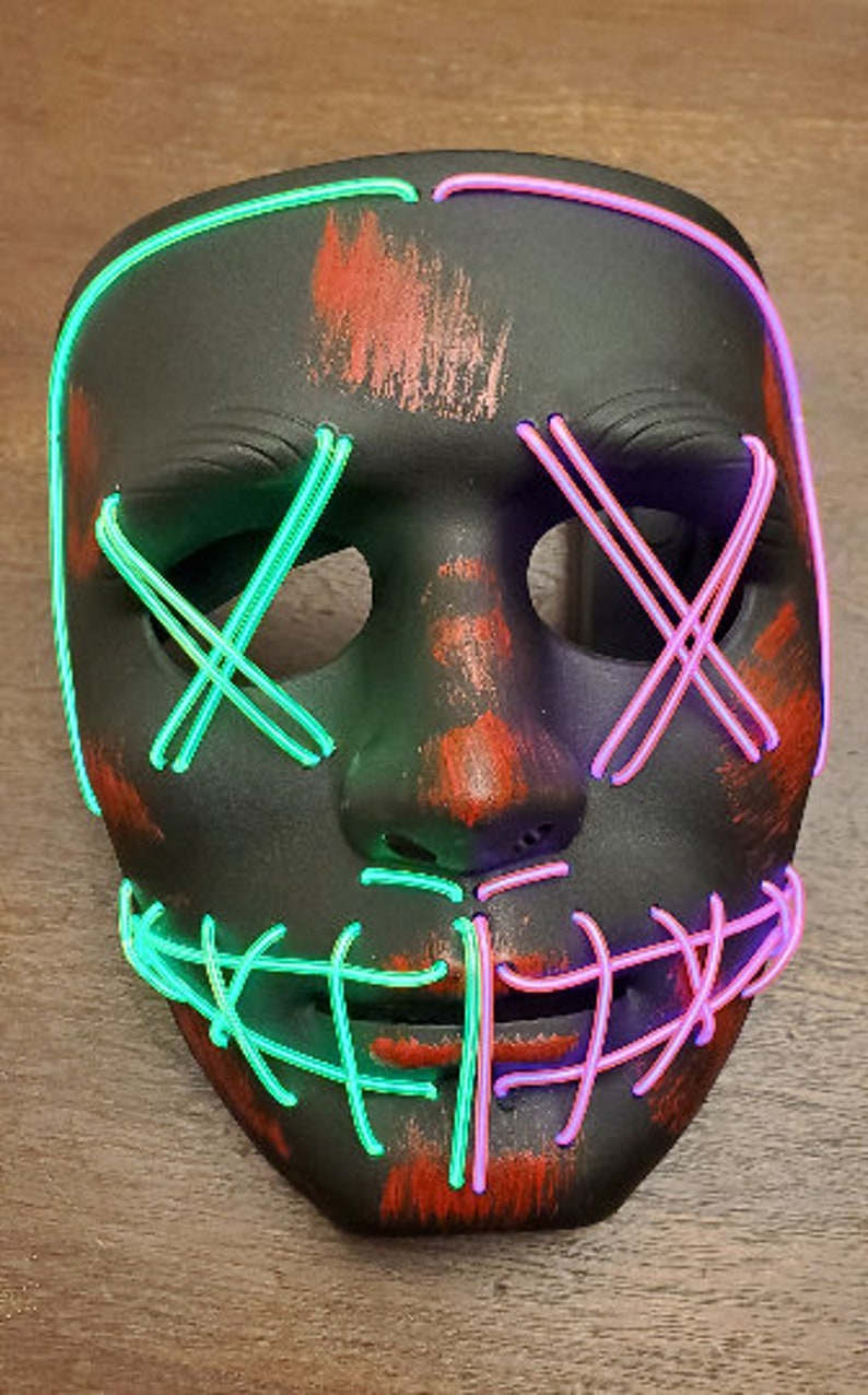 Purge Halloween Deluxe Double Color Neon Glow Mask 2020 Etsy