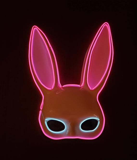 LED Light Up Bunny Mask Black & Neon Pink LED Light Up Bunny Mask Black & Neon Pink