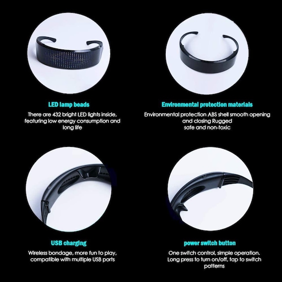 Gafas LED luminosas compatibles con Bluetooth, Control por