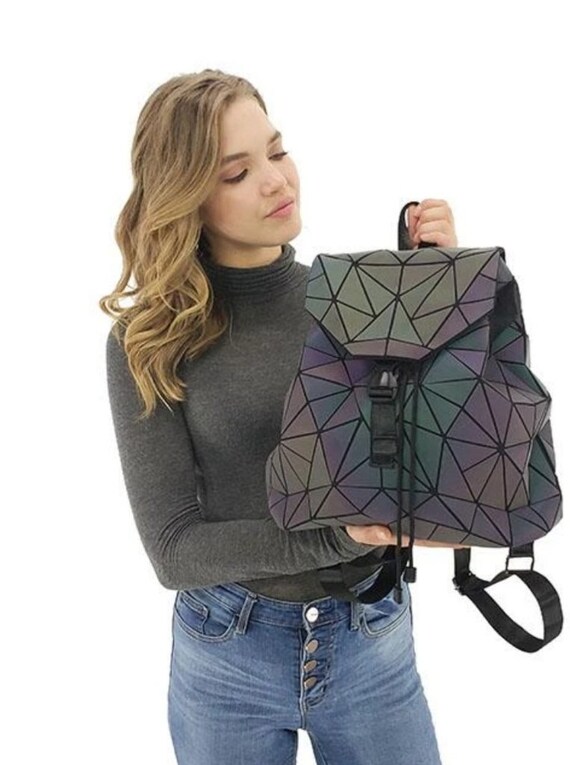 Holographic Geometric Color Changing Large Backpack